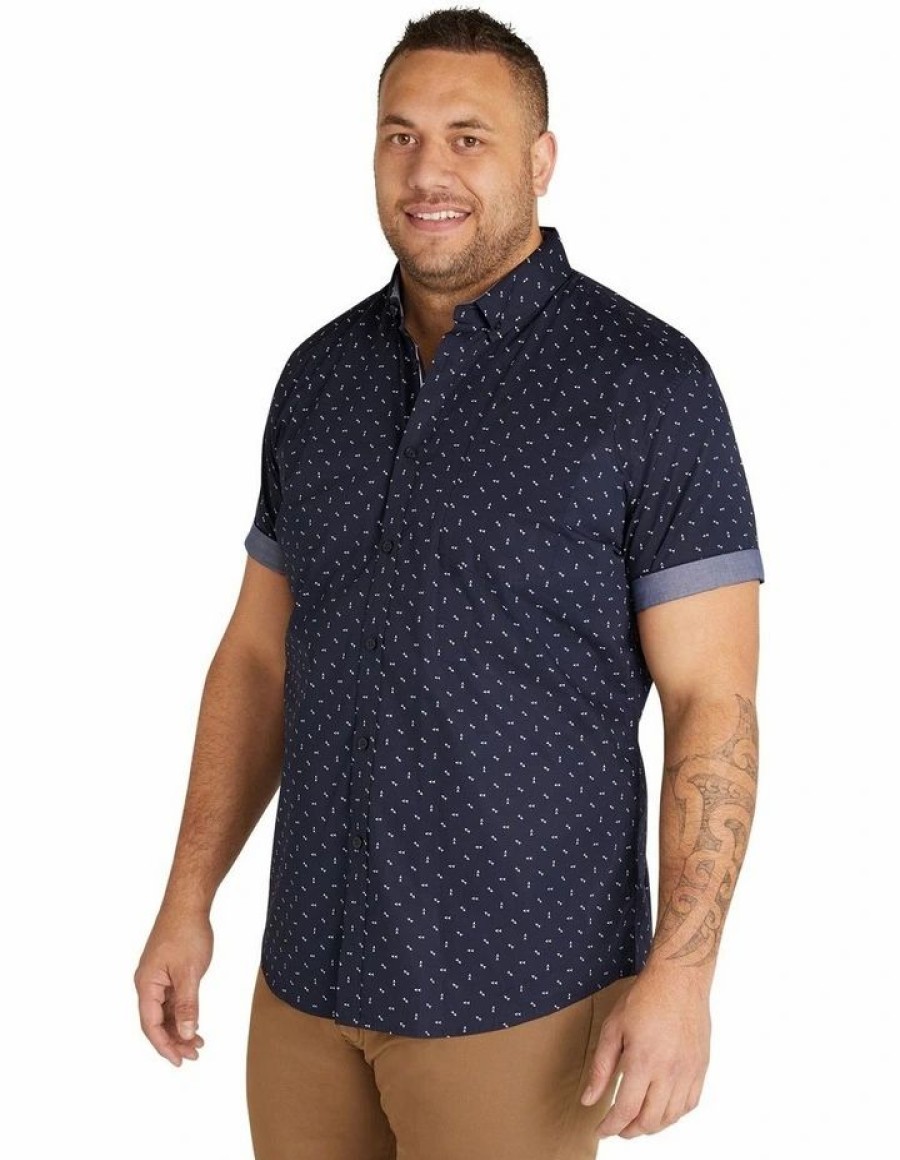 Big & Tall * | Johnny Bigg Best Quality Benson Stretch Shirt In Navy