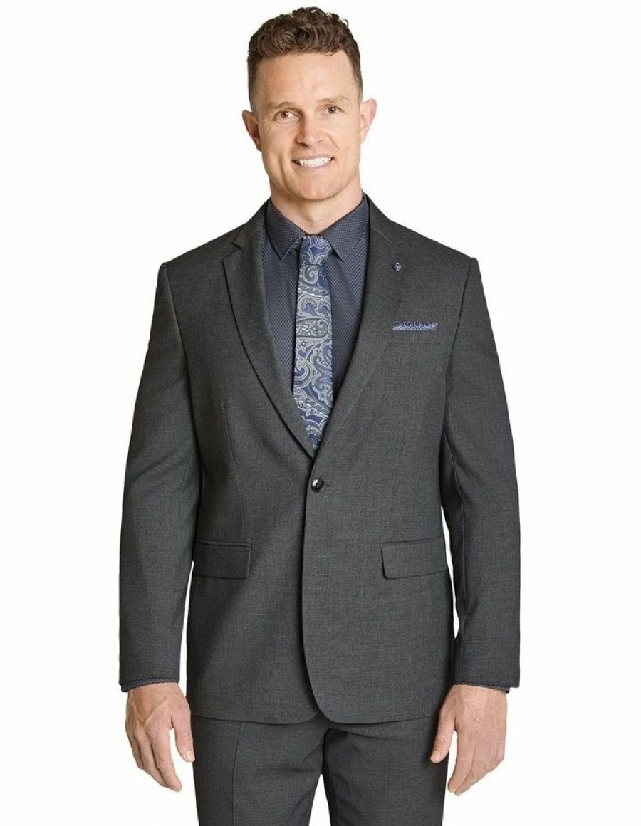 Suiting & Occasionwear * | Johnny Bigg Less Expensive Matteo Textured Stretch 2 Buttons Suit Jacket Charcoal