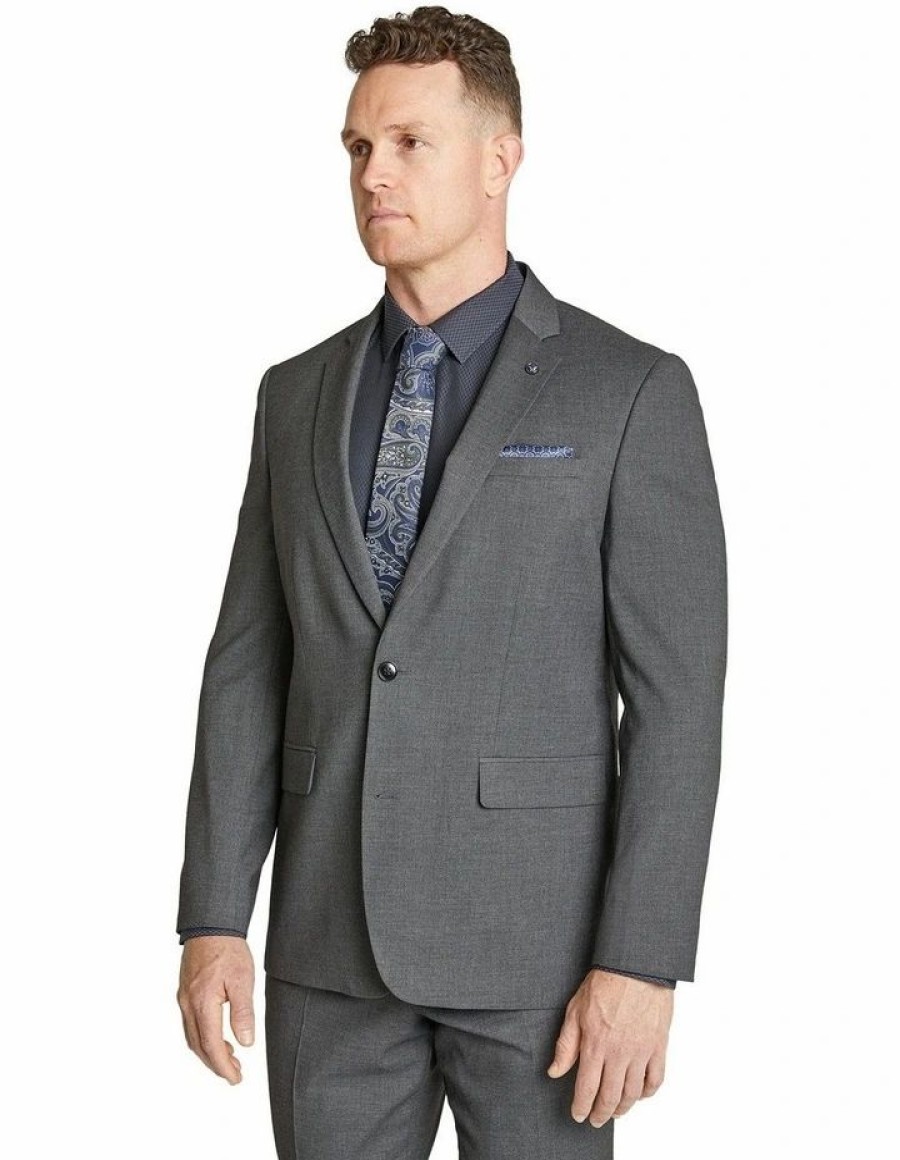 Suiting & Occasionwear * | Johnny Bigg Less Expensive Matteo Textured Stretch 2 Buttons Suit Jacket Charcoal