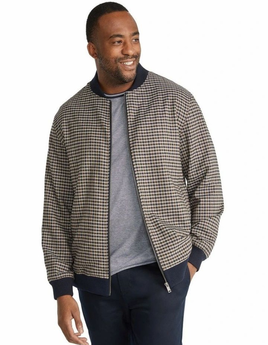 Big & Tall * | Johnny Bigg Typical Style Fletcher Check Bomber Jacket In Brown