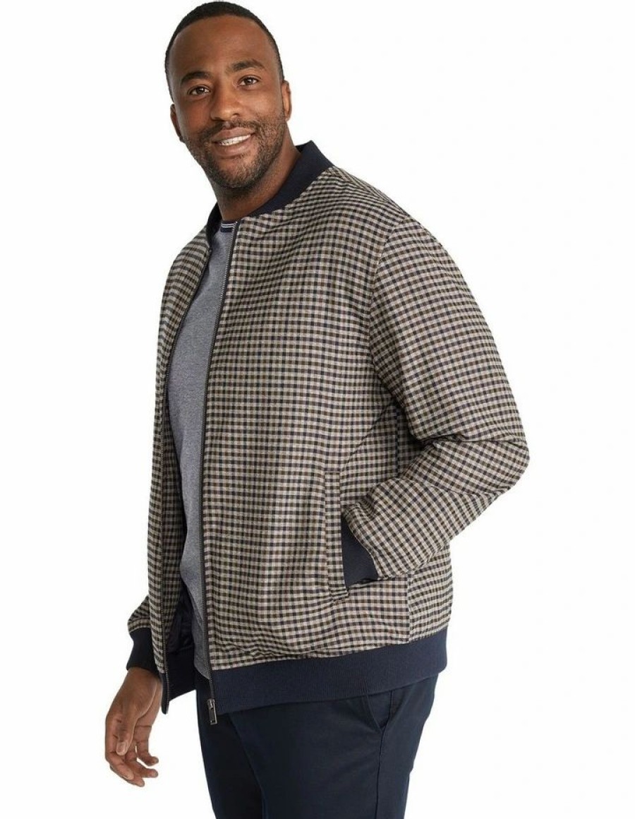 Big & Tall * | Johnny Bigg Typical Style Fletcher Check Bomber Jacket In Brown