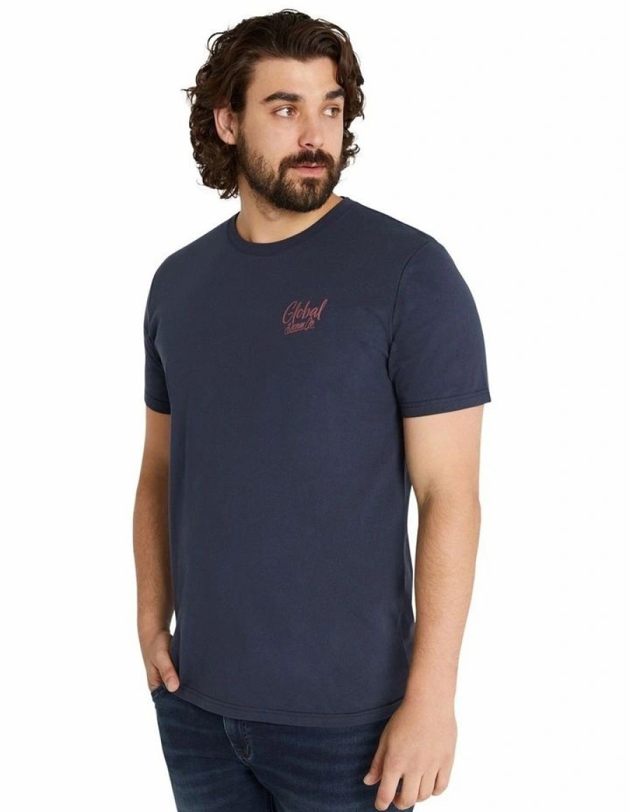 Clothing * | Johnny Bigg Clearance Global Denim Crew Neck Tee In Navy