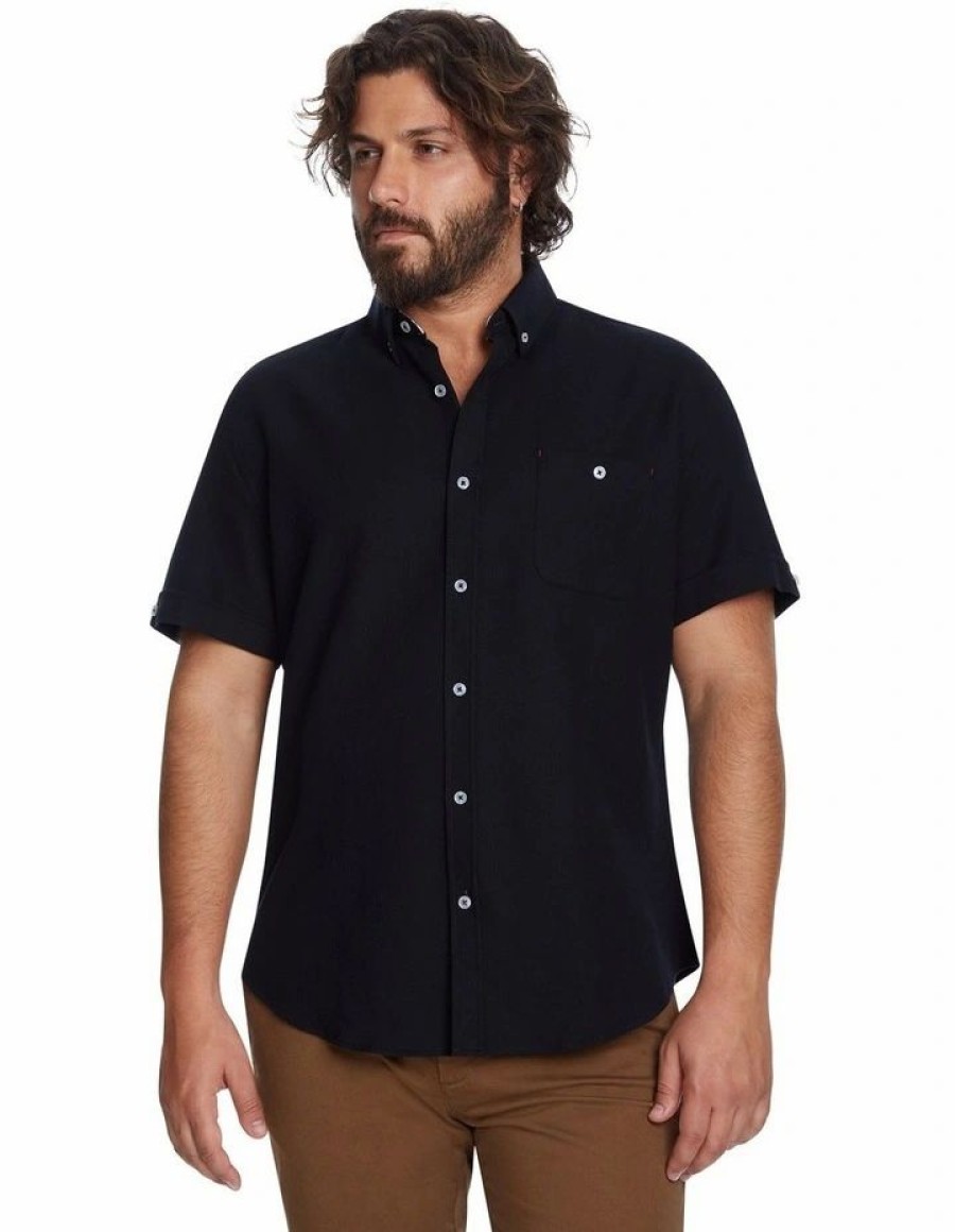 Big & Tall * | Johnny Bigg Clearance Rodney Textured Shirt Black