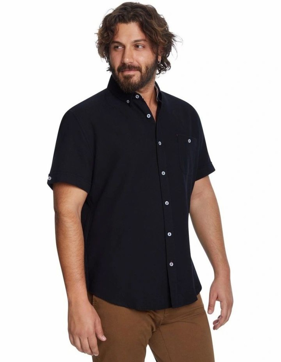 Big & Tall * | Johnny Bigg Clearance Rodney Textured Shirt Black