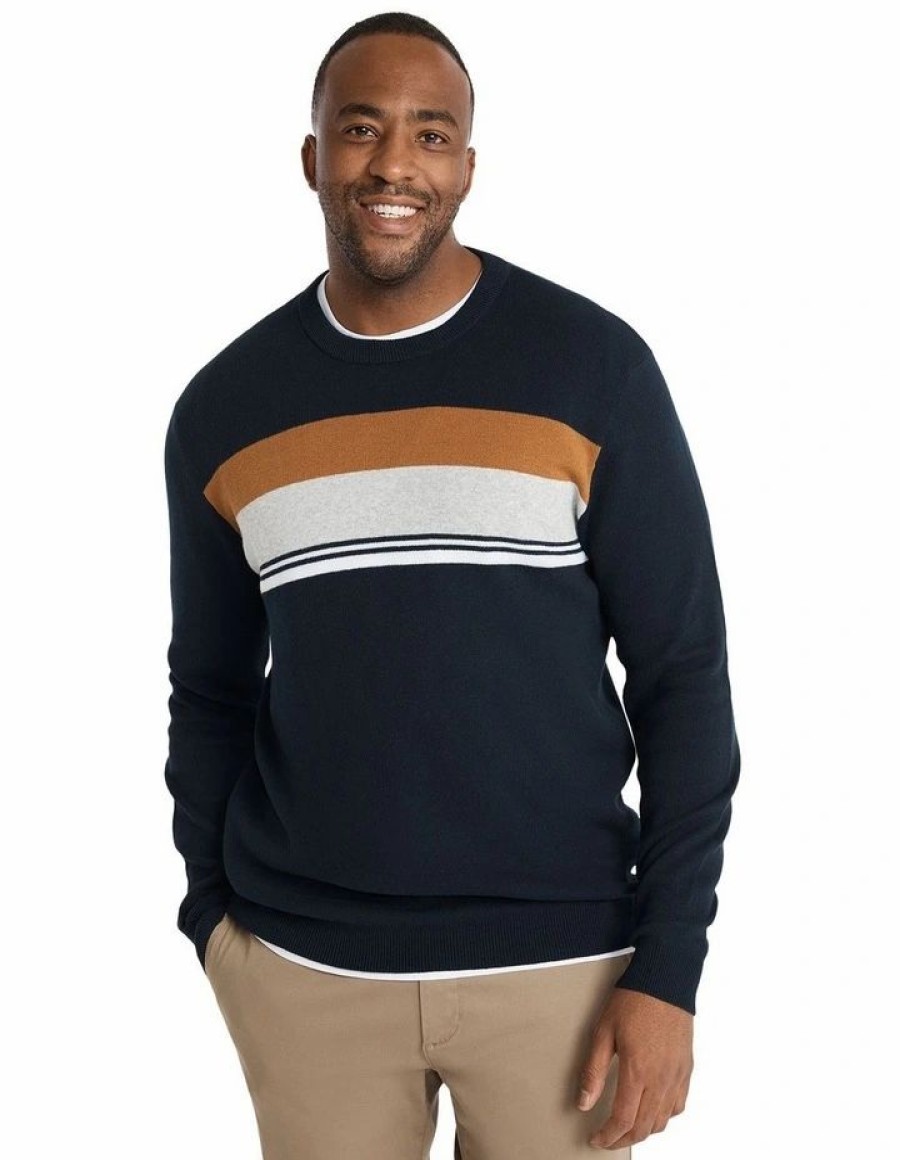 Big & Tall * | Johnny Bigg Cheap Martin Stripe Sweater In Navy