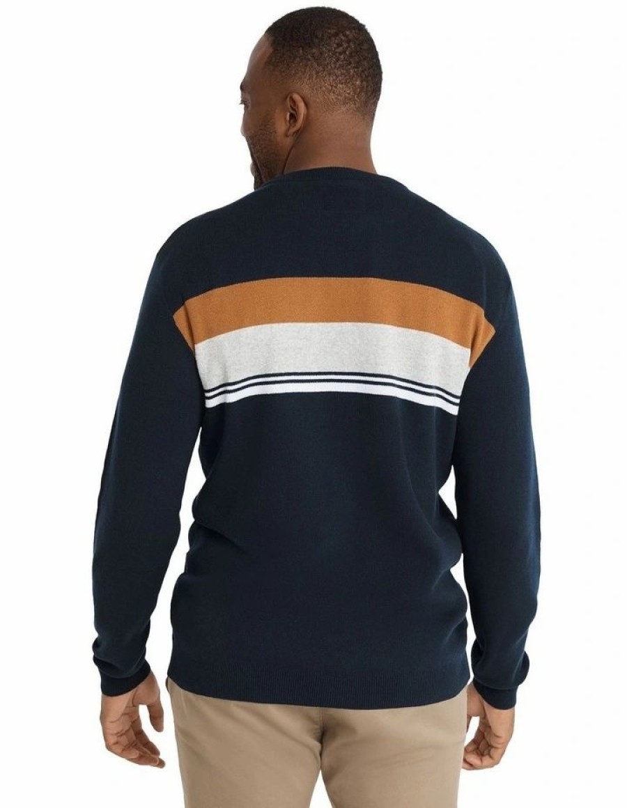 Big & Tall * | Johnny Bigg Cheap Martin Stripe Sweater In Navy