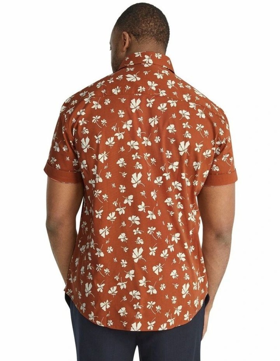 Big & Tall * | Johnny Bigg New Tyler Floral Stretch Shirt In Brown Rust