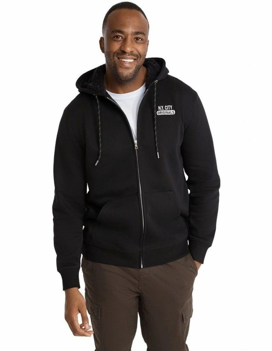 Accessories * | Johnny Bigg New Threads Ny City Zip Thru Hoodie In Black