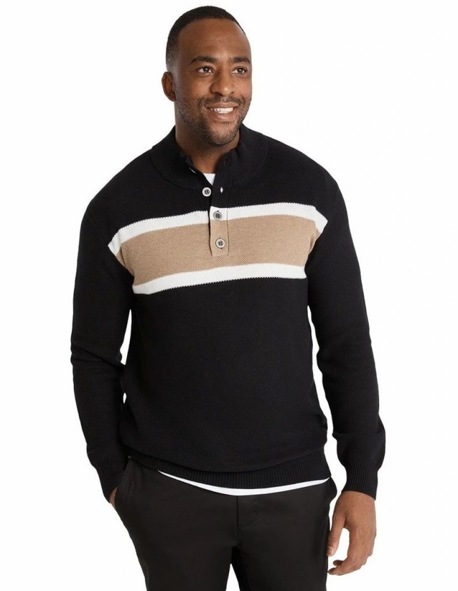 Big & Tall * | Johnny Bigg Hot Sell Keating Stripe Sweater In Black