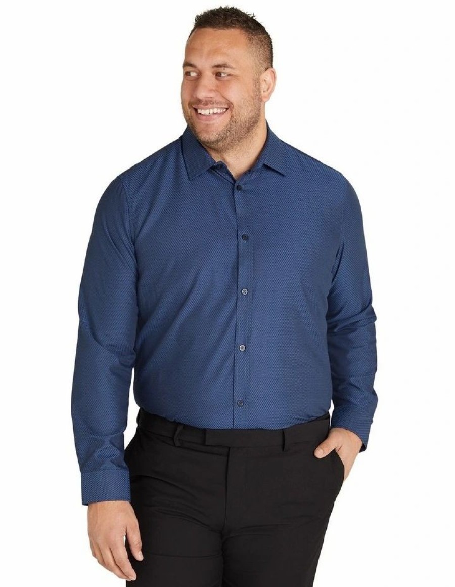 Suiting & Occasionwear * | Johnny Bigg Premium The Boston Textured Bamboo Blend Shirt In Navy