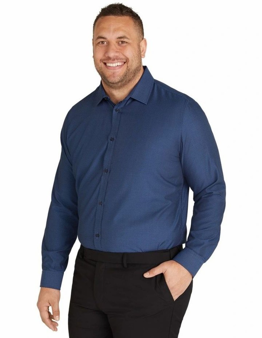 Suiting & Occasionwear * | Johnny Bigg Premium The Boston Textured Bamboo Blend Shirt In Navy