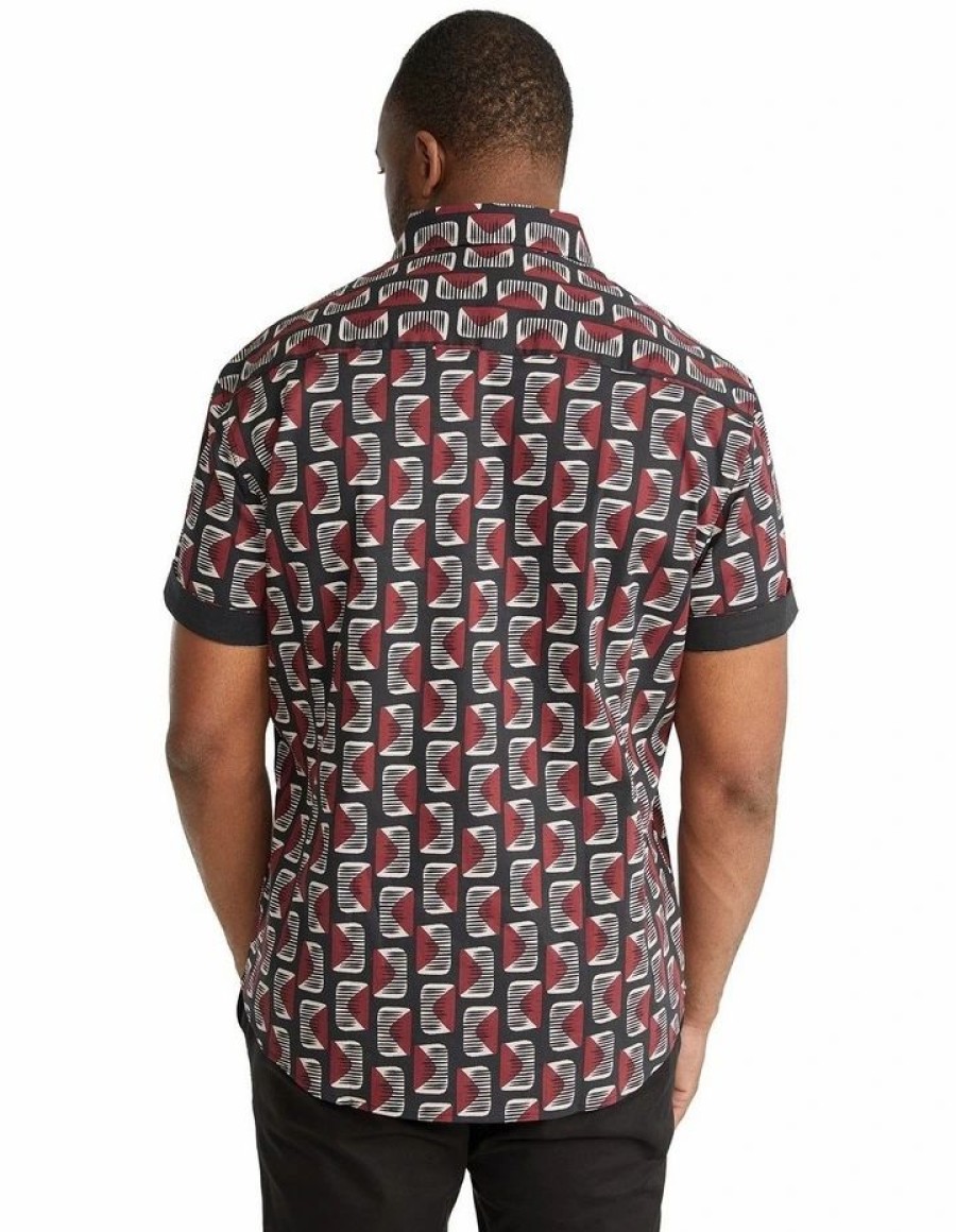 Big & Tall * | Johnny Bigg Official Reid Print Shirt In Red Burgundy