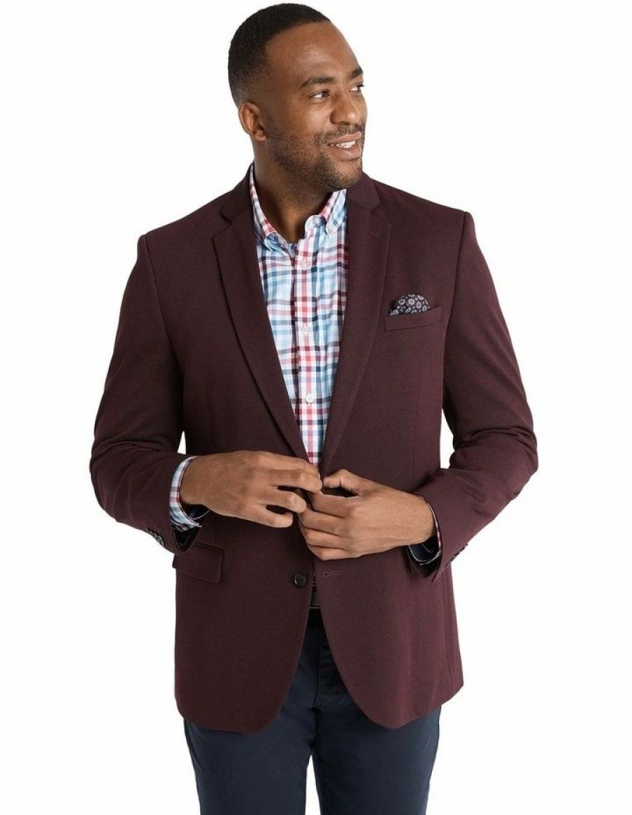 Big & Tall * | Johnny Bigg Crazy Deals Milton Textured Stretch Blazer In Wine