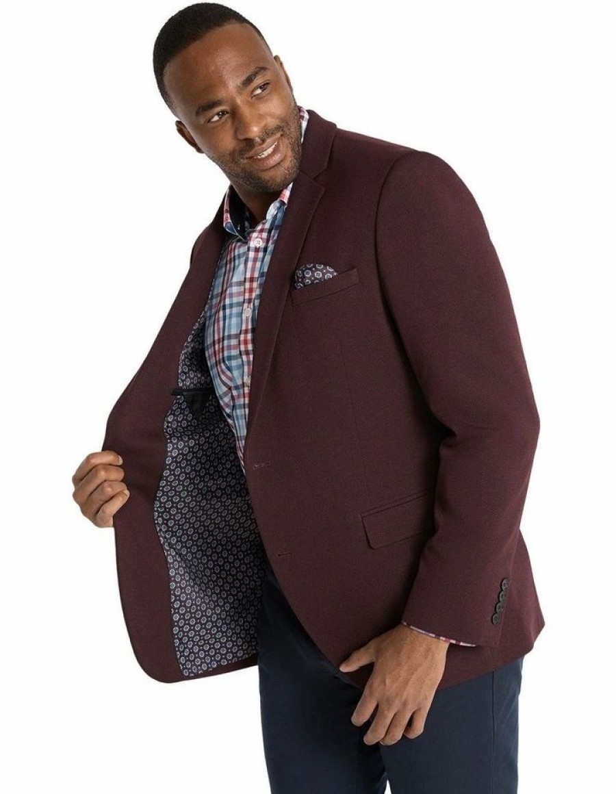 Big & Tall * | Johnny Bigg Crazy Deals Milton Textured Stretch Blazer In Wine