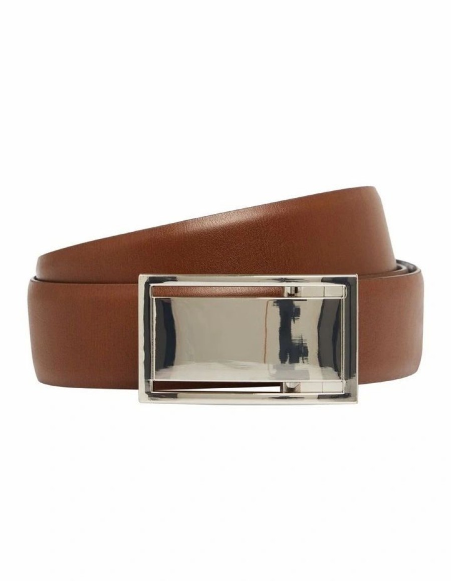 Accessories * | Johnny Bigg Official Kosta Reversible Plate Belt In Brown Tan