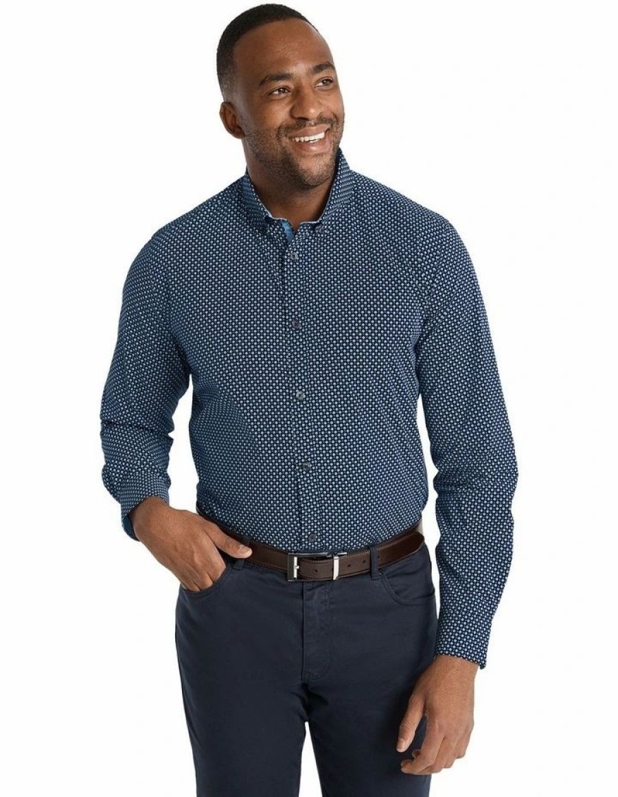 Big & Tall * | Johnny Bigg Cheap Jeremy Micro Print Shirt In Blue