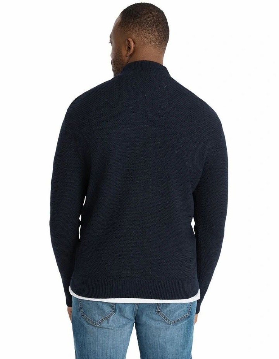 Big & Tall * | Johnny Bigg Hot Sell Gibson Cable Half Zip Sweater In Navy