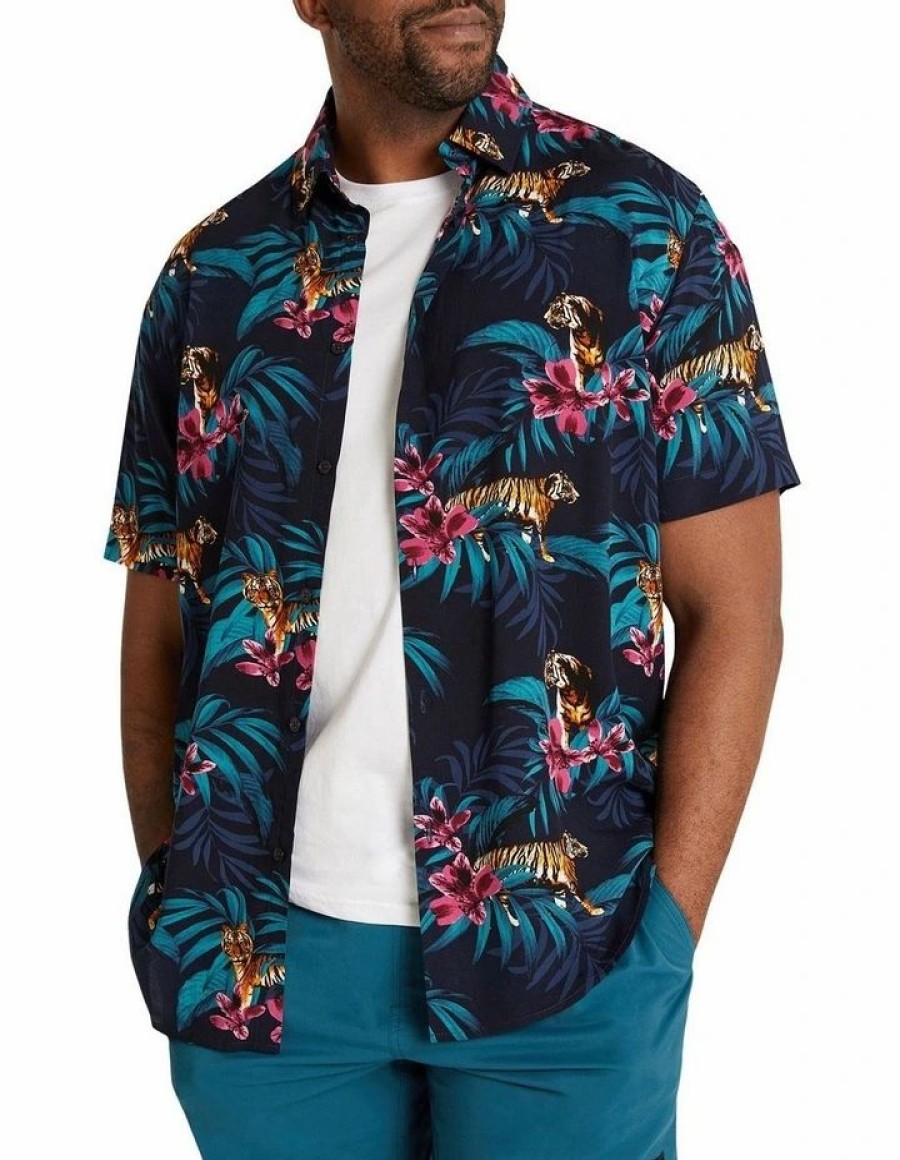 Big & Tall * | Johnny Bigg Official Jungle Print Viscose Shirt In Multi Assorted