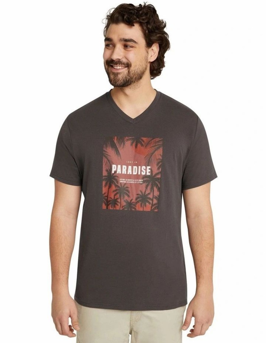 Clothing * | Johnny Bigg Official Paradise V-Neck Tee In Charcoal