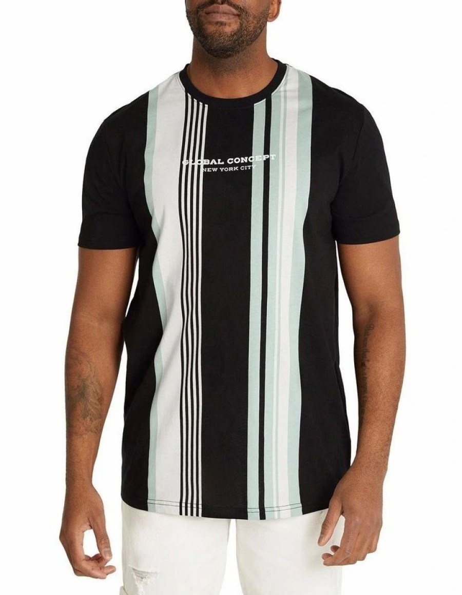 Clothing * | Johnny Bigg Cheap Vertical Stripe Longline Tee In Black