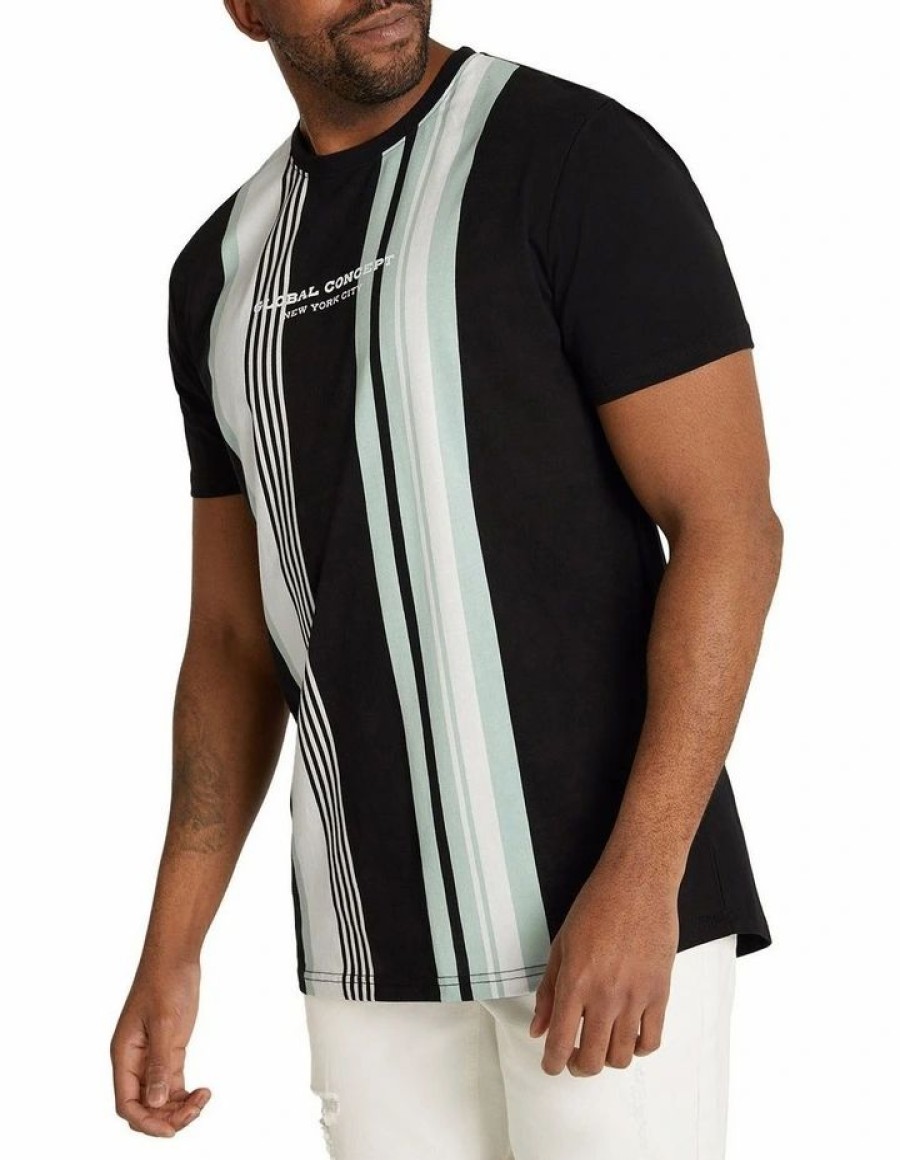 Clothing * | Johnny Bigg Cheap Vertical Stripe Longline Tee In Black