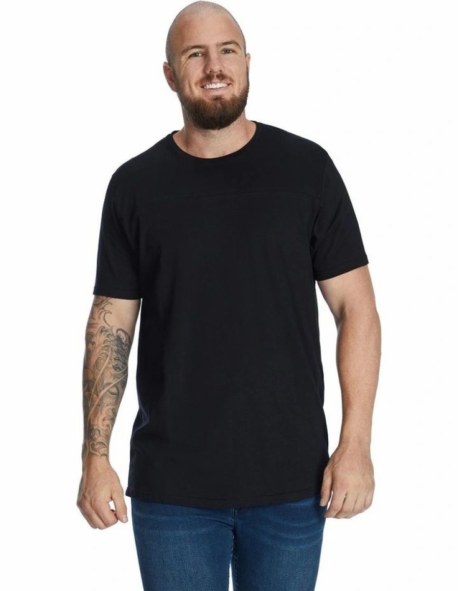 Clothing * | Johnny Bigg Official Essential Longline Panel Tee Black