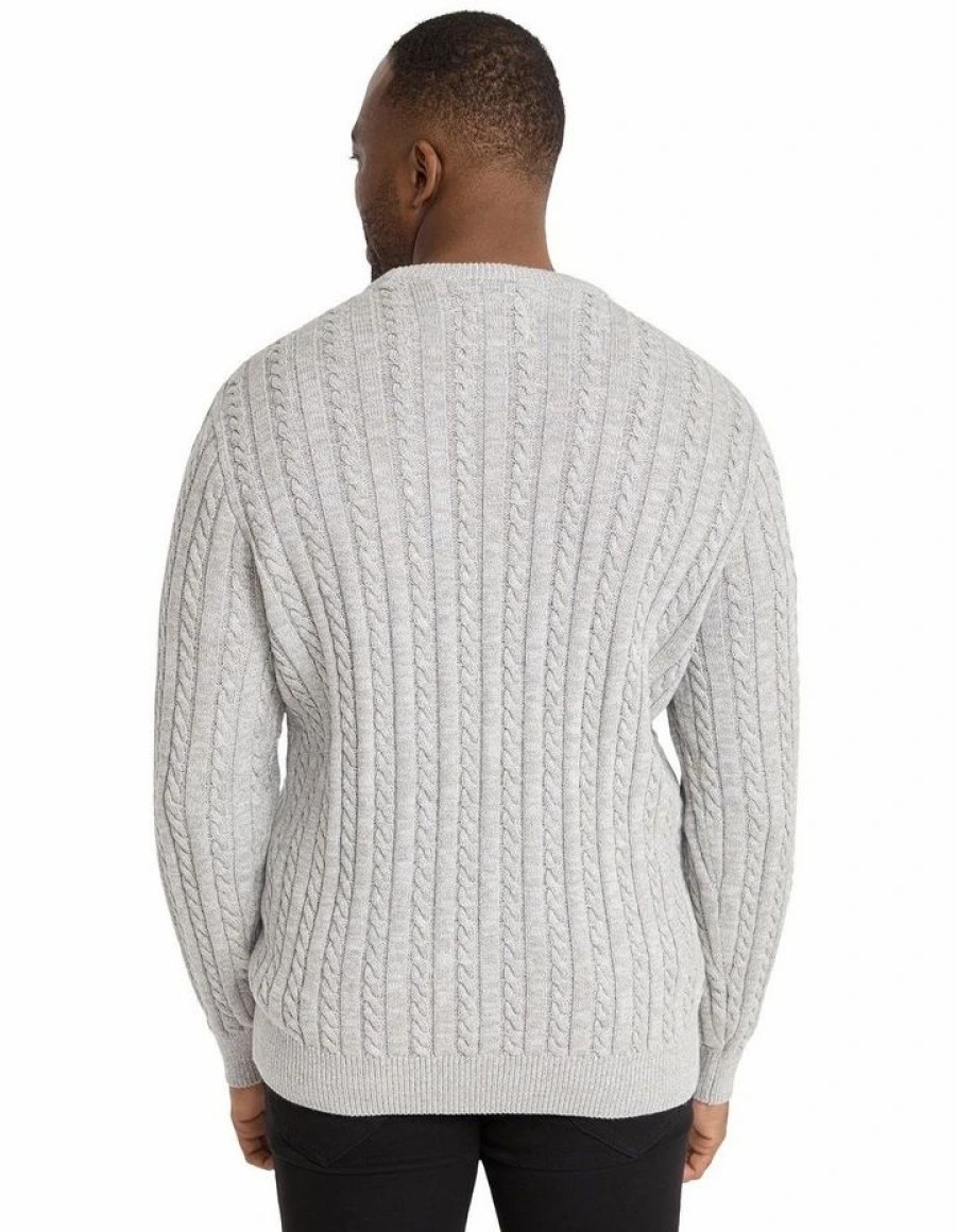 Big & Tall * | Johnny Bigg Premium Rudy Cable Sweater In Grey Grey Marle