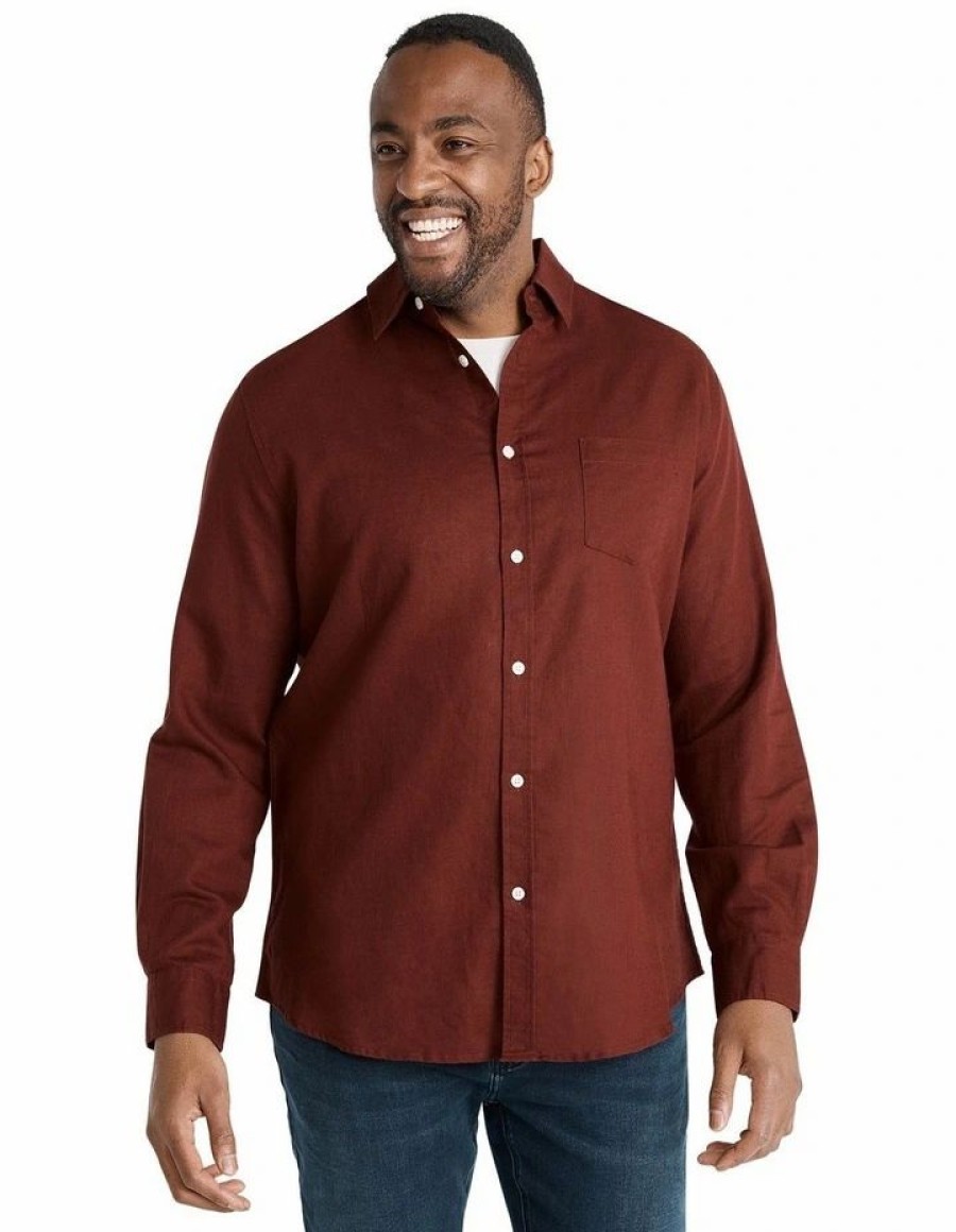 Big & Tall * | Johnny Bigg Bestsellers Anders Linen Shirt In Wine