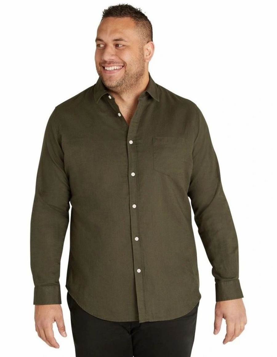 Big & Tall * | Johnny Bigg Classical Anders Linen Shirt In Olive