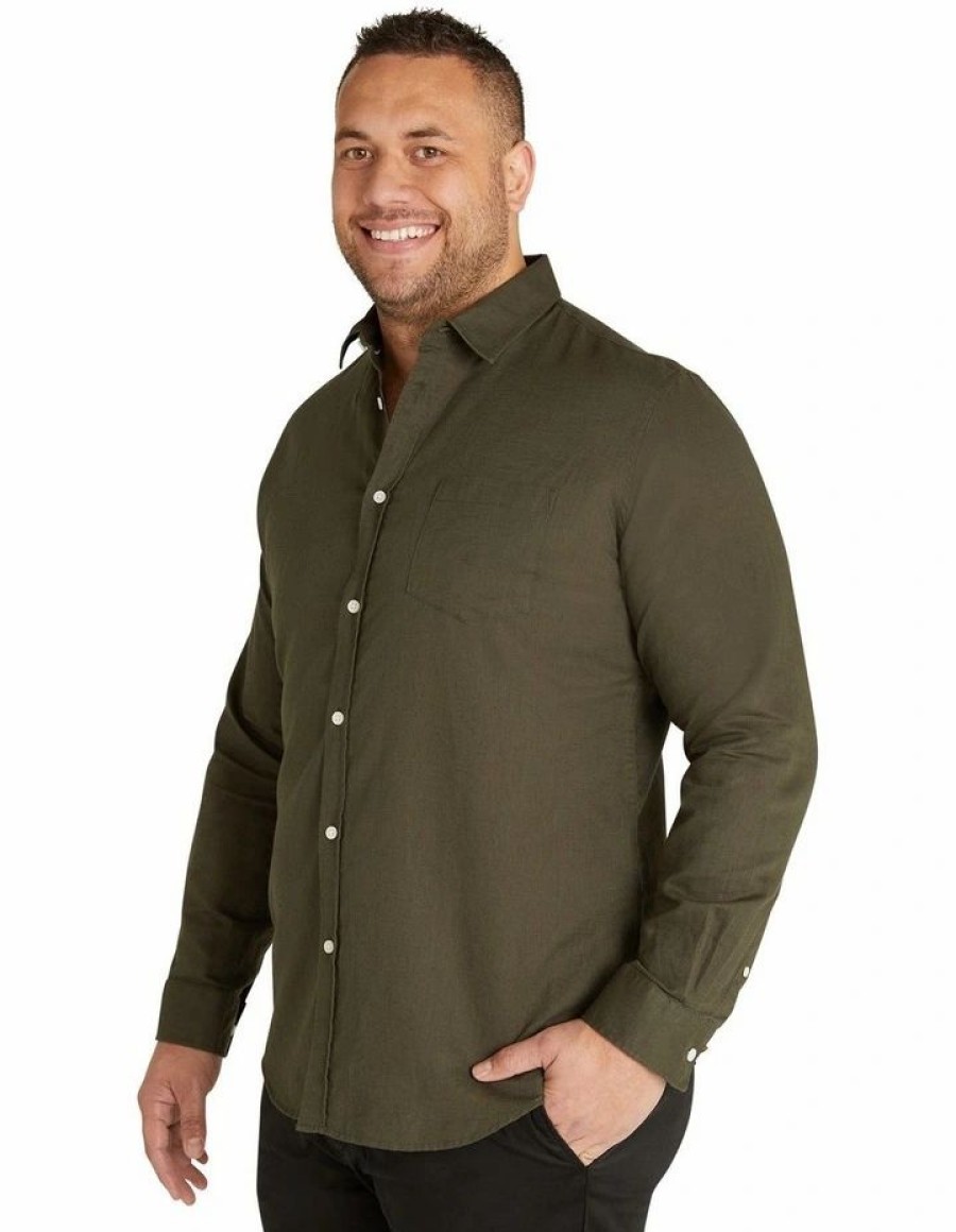 Big & Tall * | Johnny Bigg Classical Anders Linen Shirt In Olive