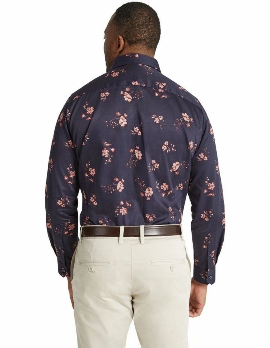 Big & Tall * | Johnny Bigg Best Quality Clayton Floral Print Shirt In Blue Ink