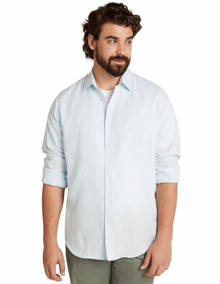 Big & Tall * | Johnny Bigg Official Anders Linen Shirt In Pale Blue