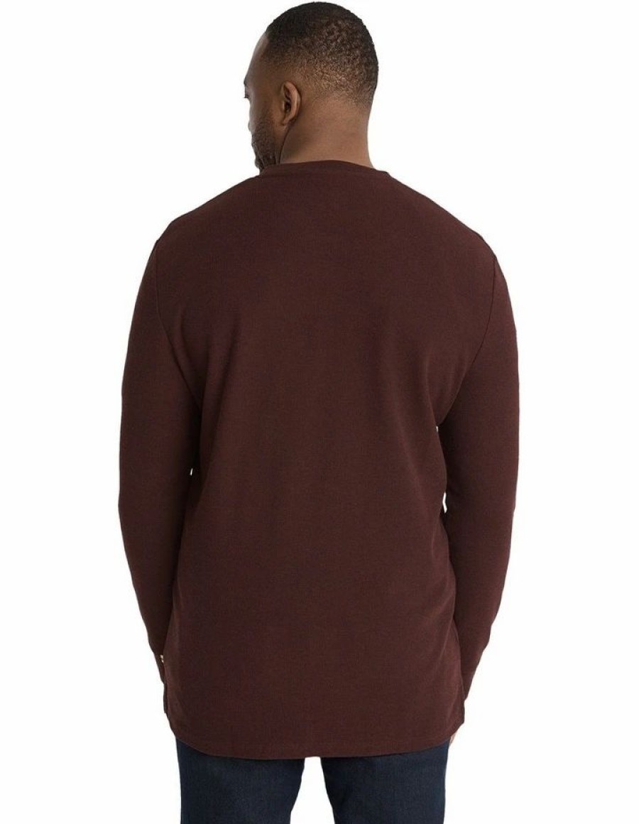 Clothing * | Johnny Bigg Typical Style Waffle Henley Long Sleeve Top In Red Burgundy