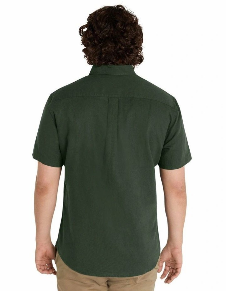 Big & Tall * | Johnny Bigg Official Fresno Linen Blend Shirt In Green Forest