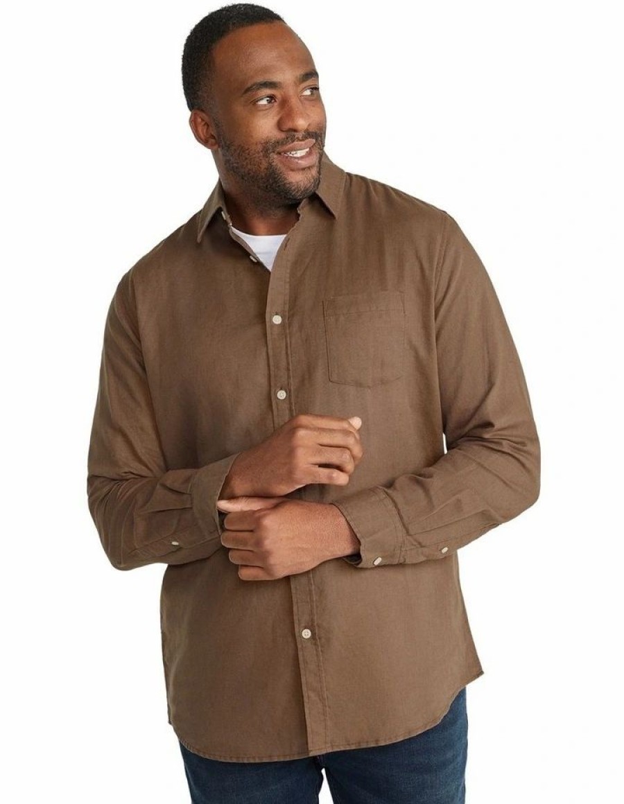 Big & Tall * | Johnny Bigg Official Anders Linen Shirt In Brown Chocolate