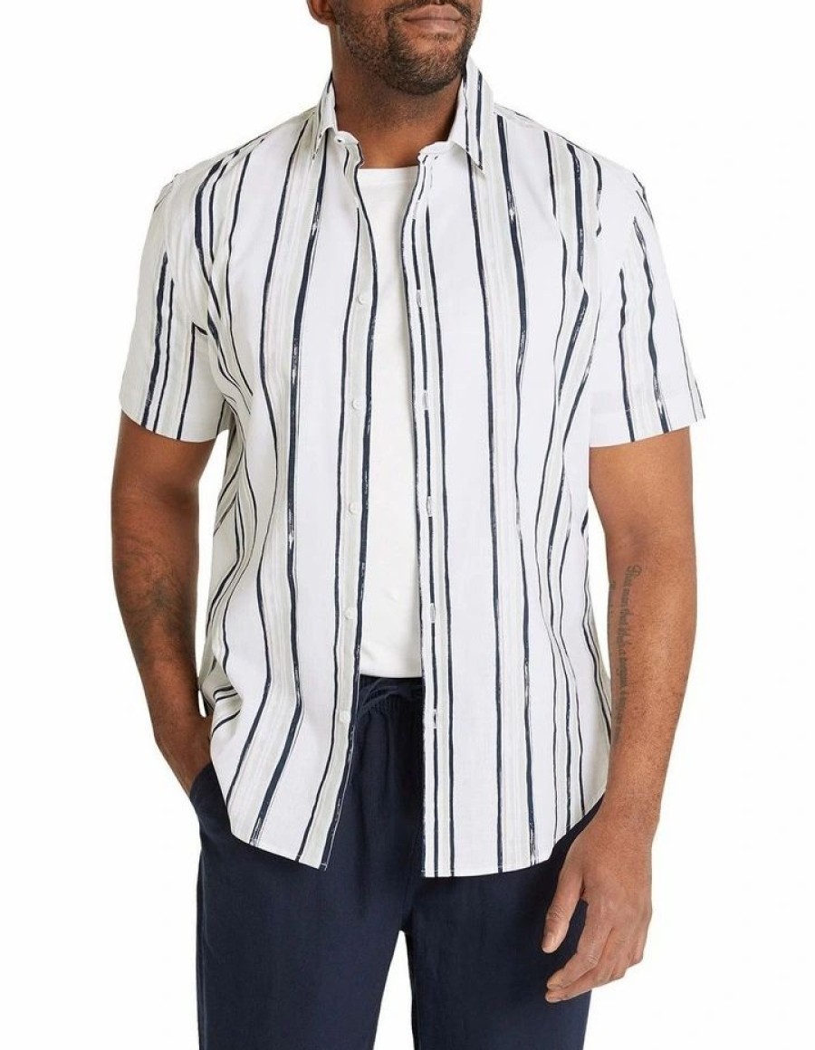 Big & Tall * | Johnny Bigg Official Archer Painterly Stripe Shirt In White