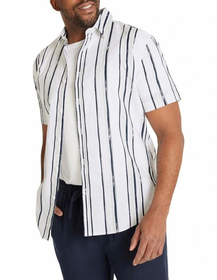 Big & Tall * | Johnny Bigg Official Archer Painterly Stripe Shirt In White