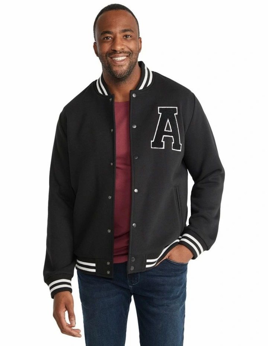 Big & Tall * | Johnny Bigg Clearance Letterman Jacket In Black