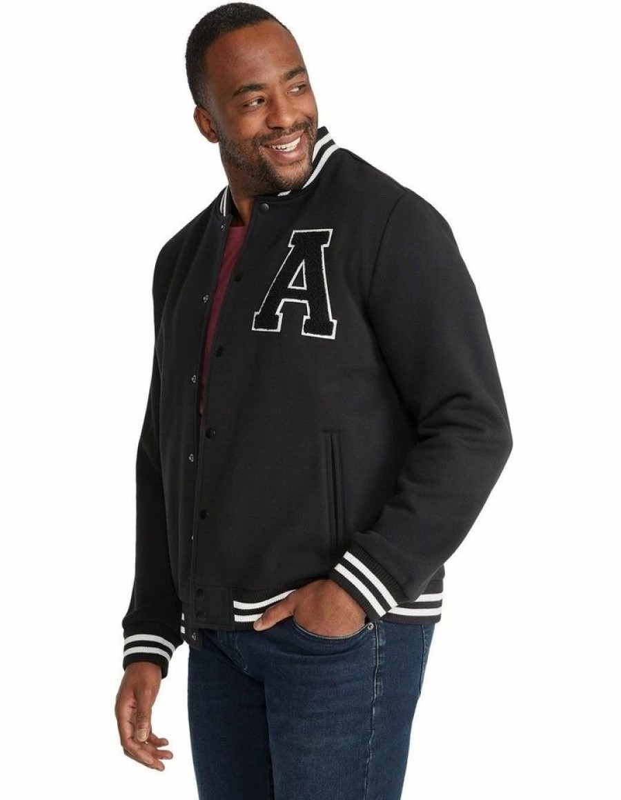 Big & Tall * | Johnny Bigg Clearance Letterman Jacket In Black