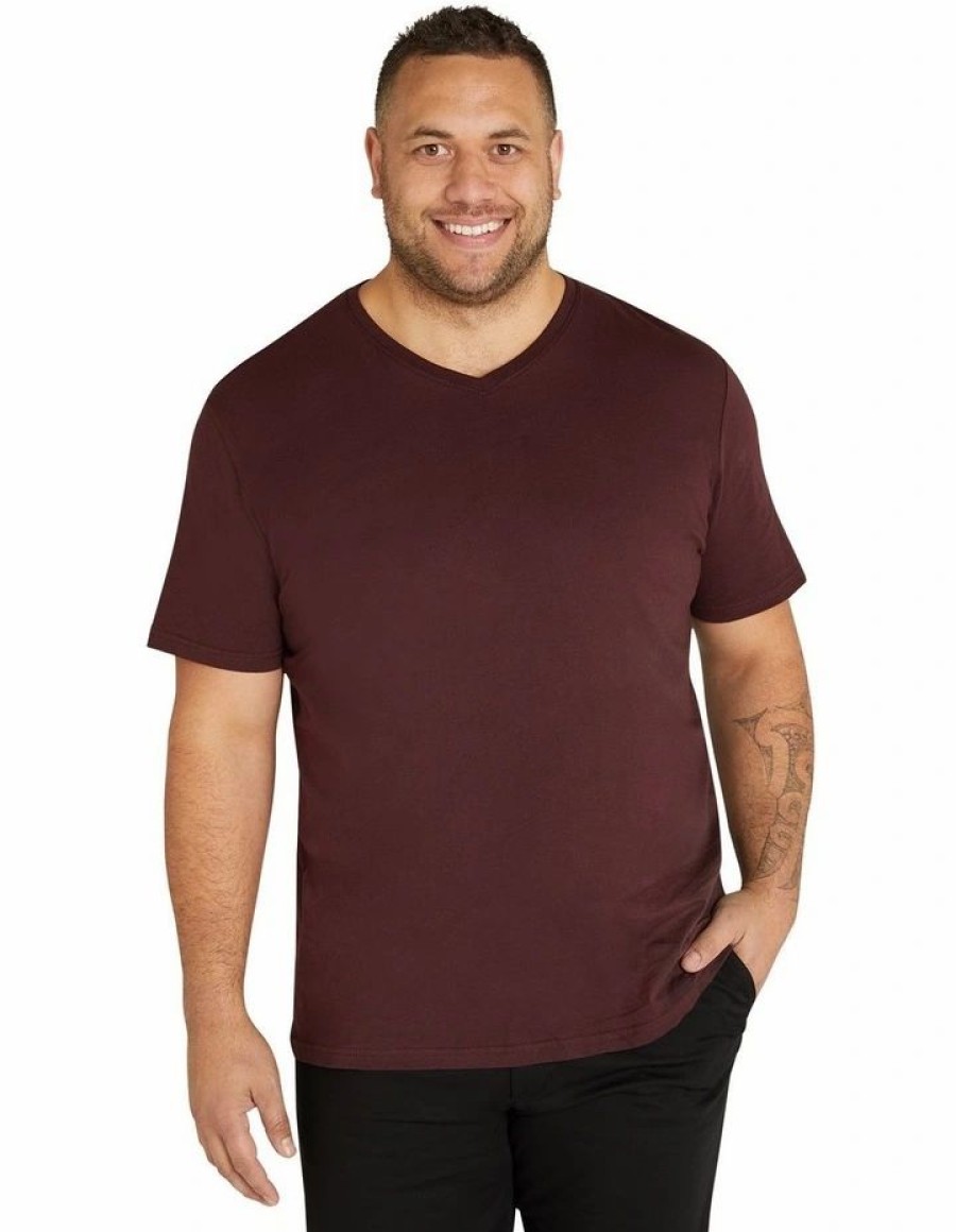 Clothing * | Johnny Bigg Hot Sell Essential V Neck Tee In Burgundy