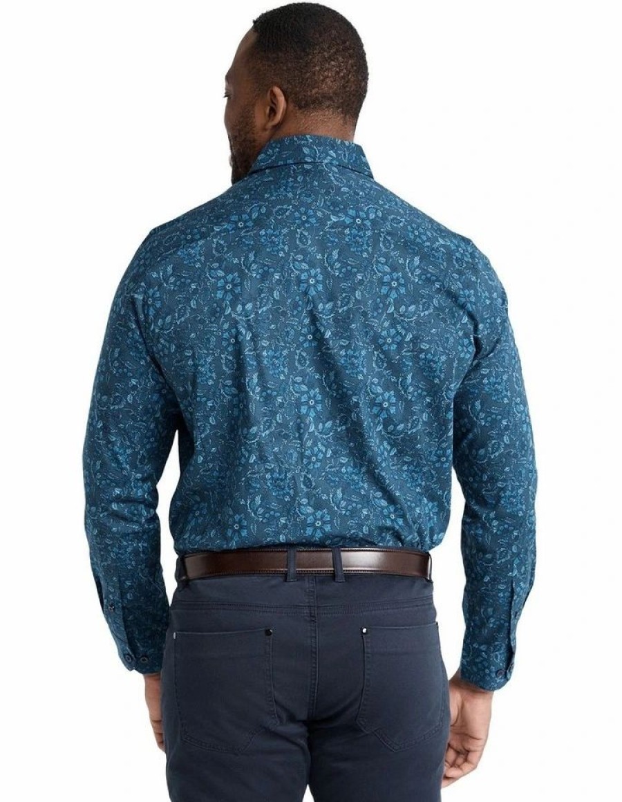 Suiting & Occasionwear * | Johnny Bigg Bestsellers Sawyer Paisley Print Stretch Shirt In Navy