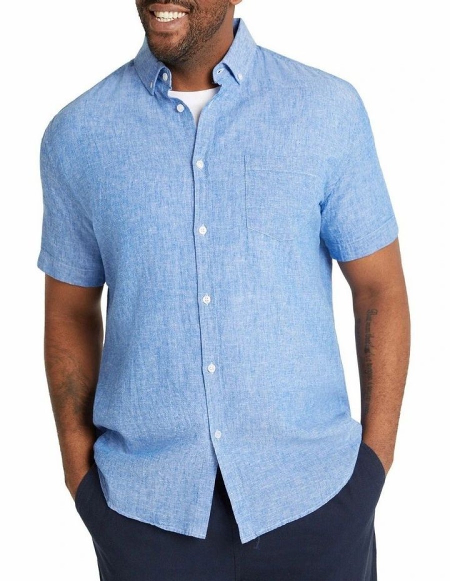 Big & Tall * | Johnny Bigg Less Expensive Tahiti Linen Blend Shirt In Cobalt