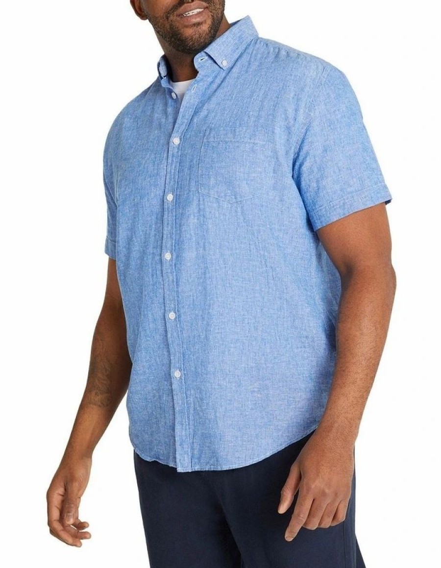 Big & Tall * | Johnny Bigg Less Expensive Tahiti Linen Blend Shirt In Cobalt