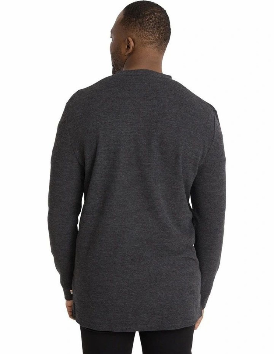 Clothing * | Johnny Bigg Bestsellers Waffle Henley Long Sleeve Top In Grey Charcoal