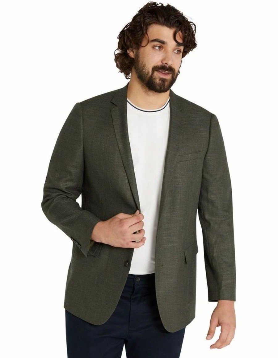 Big & Tall * | Johnny Bigg Outlet Sale Harrison Textured Stretch Blazer In Green Fern