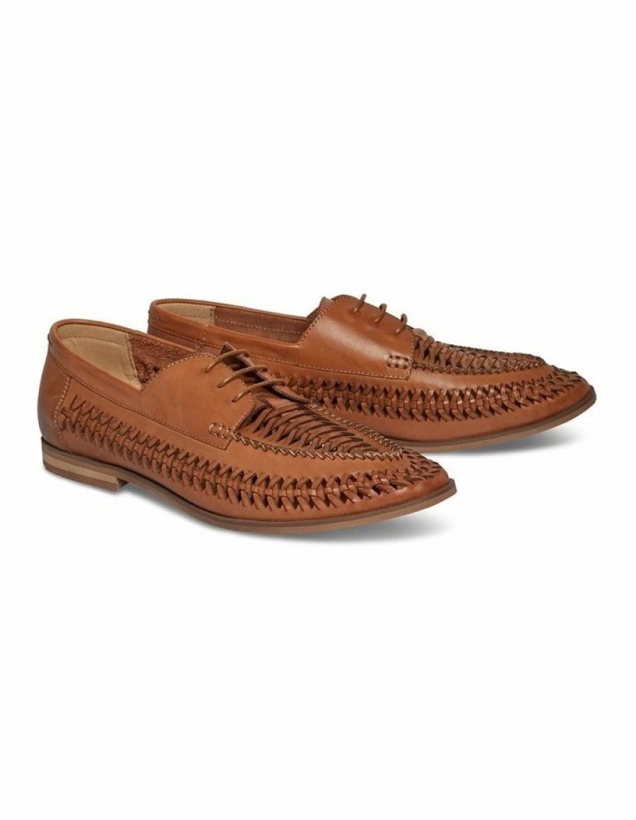 Shoes * | Johnny Bigg Clearance Cohen Woven Lace Up Shoe In Tan