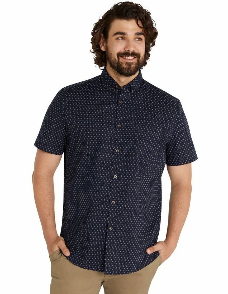 Big & Tall * | Johnny Bigg Typical Style Desmin Print Shirt In Blue Navy