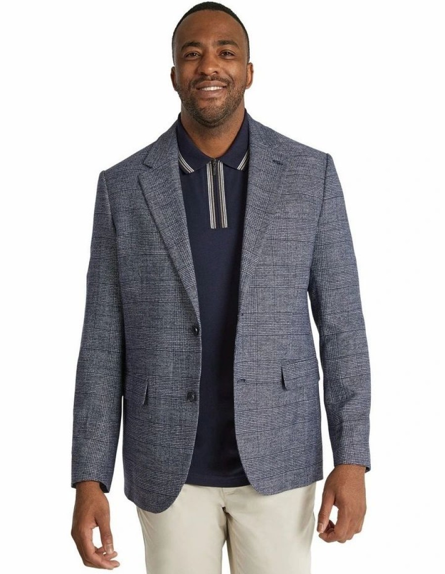 Big & Tall * | Johnny Bigg New Elio Check Stretch Blazer In Blue Navy