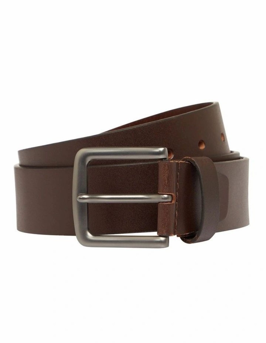 Accessories * | Johnny Bigg Clearance Morgan Genuine Leather Belt In Brown Chocolate