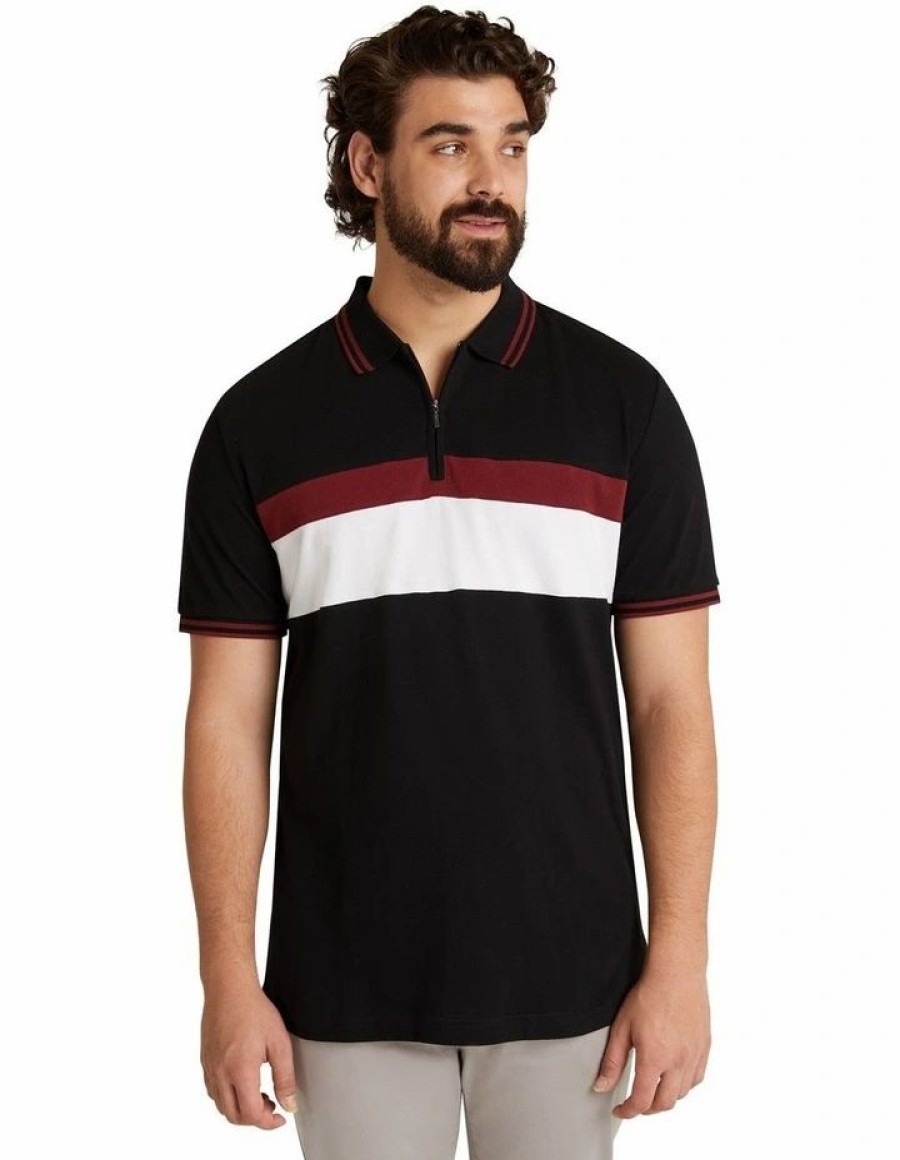 Clothing * | Johnny Bigg New Kendall Splice Zip Neck Polo In Merlot